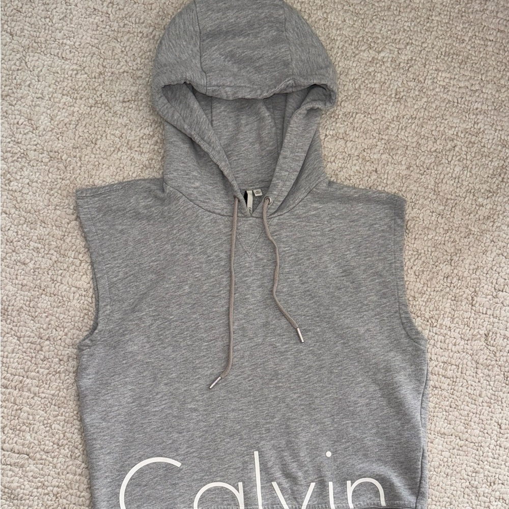 Calvin Klein Heather Gray Sleeveless Hoodie